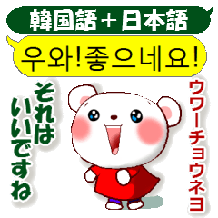 韓国語と日本語(丁寧語)の白熊ちゃん