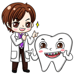Happy male dentist and smart tooth