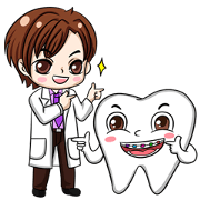Happy male dentist and smart tooth