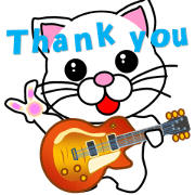 A white cat playing a guitar. Animated!