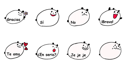 Round Panda with Spanish message