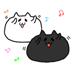 white cat ameba and black cat ameba