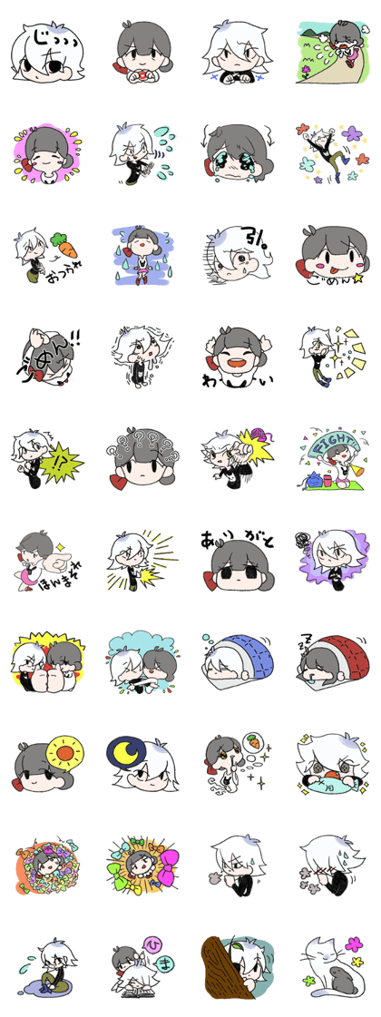 White cat and black rabbbit