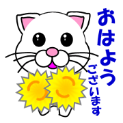 A white cat which is a cheerleader