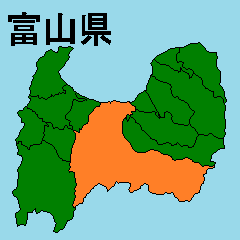 Moving sticker of Toyama map