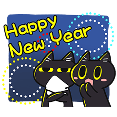 年末黒猫兄弟で祝賀 (多言語)