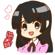 A Sticker of a girl who likes card games