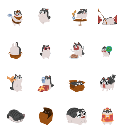 Animated Kitty in the Box Stickers