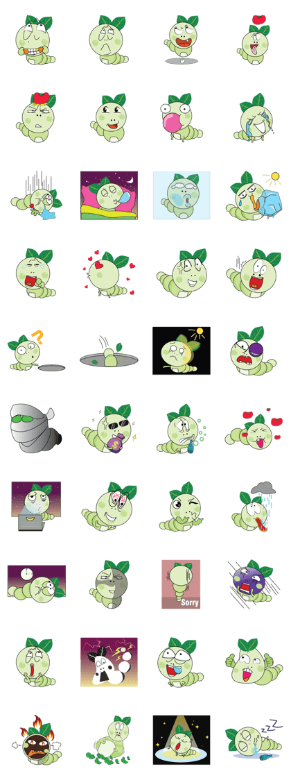 Funny Round Green Worm