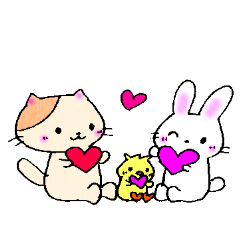 Cute cats and rabbits Sticker