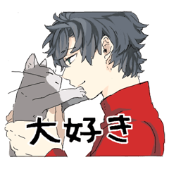Silver cat&Japanese Boy