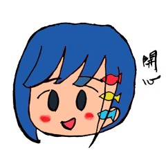 Little cool girl with blue hair