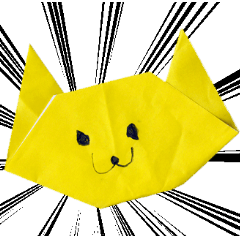 幼稚園児の猫の折り紙スタンプ