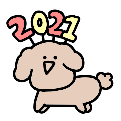 Surreal mini toy poodle new year sticker