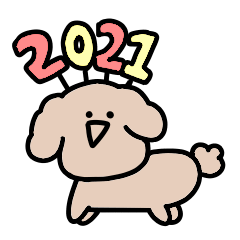 Surreal mini toy poodle new year sticker