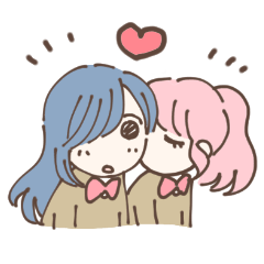 Peaceful high school girl couple sticker