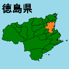 Moving sticker of Tokushima map