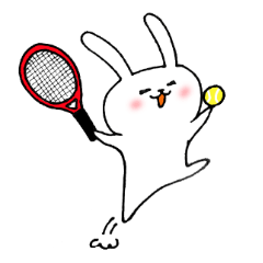 The white rabbit which likes tennis