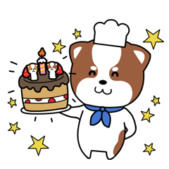 Japanese Dog Happy Birthday Sticker