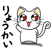 White cat of round eyes White cat of round eyes