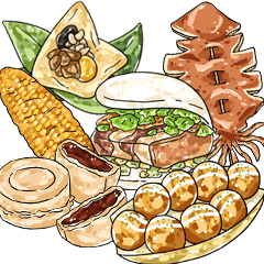 台湾夜市美味しい食べ物 1 Line スタンプ Line Store 台湾夜市美味しい食べ物 1 Line スタンプ Line Store