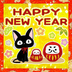 Adult Happy New Years black cat