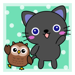 Black cat and owl