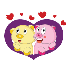 Plump Pink Couple In Love Animated