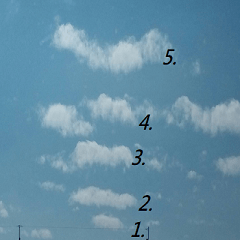 Five clouds in the sky