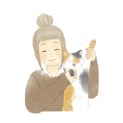 girl & cats