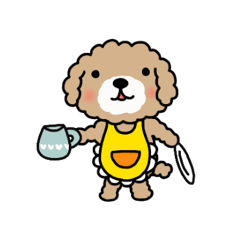 Usable sticker of the pretty toy poodle.