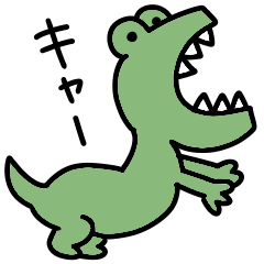 Surreal mini dinosaur moving sticker