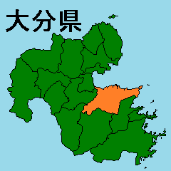 Moving sticker of Oita map
