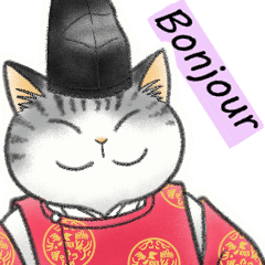 French Heian Cat Sticker