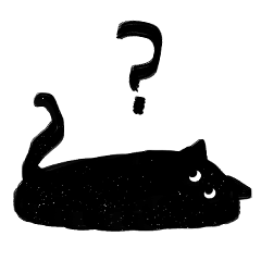 black cat with question mark