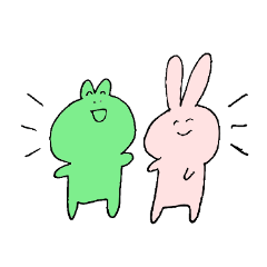 Sticker of a rabbit and the frog