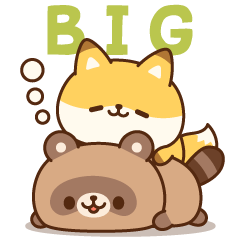 A cute raccoon dog and fox [Big Sticker]