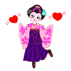 Colorful kimono beautiful Hakama version