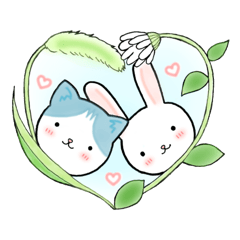 Cheer-up sticker from cat and rabbit