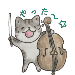 Kittens with double bass playing