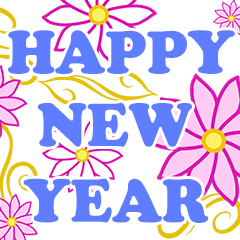 HAPPY NEW YEAR flowers greeting:Animated