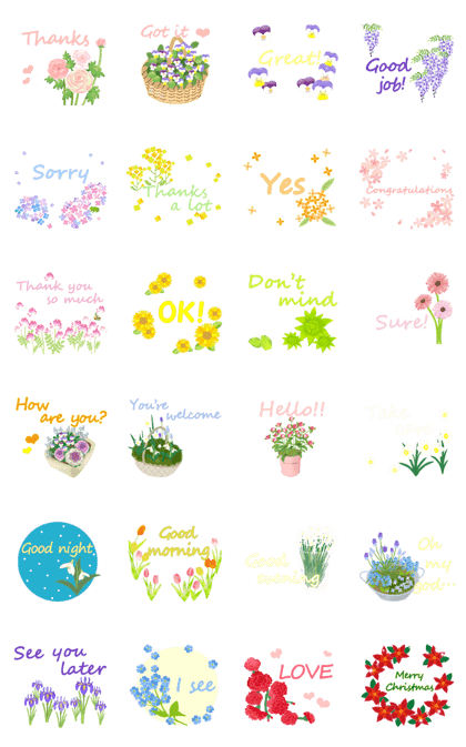 Cute flower stickers(English)