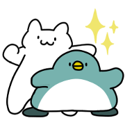A small cat and a penguin.