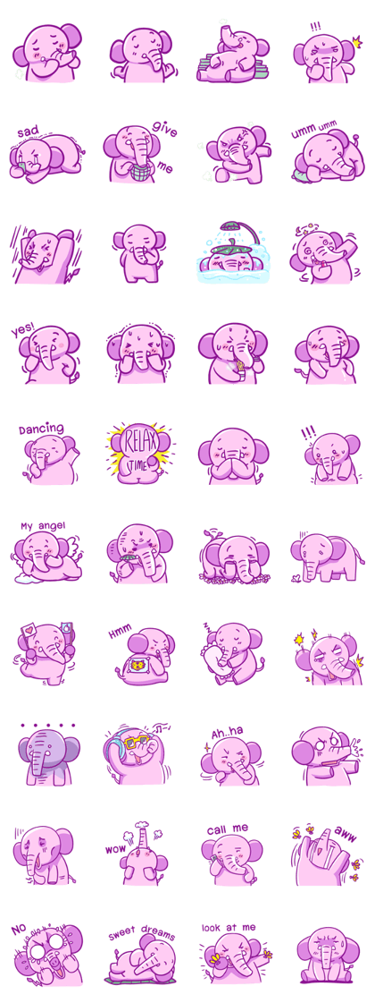 Pink Smiley elephant again (English)