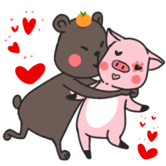 Bear and pig couple love love