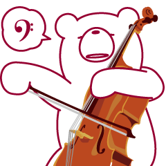 The bear "UGOKUMA" He plays a Cello.