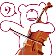 The bear "UGOKUMA" He plays a Cello.