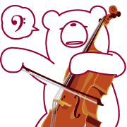 The bear "UGOKUMA" He plays a Cello. The bear "UGOKUMA" He plays a Cello.