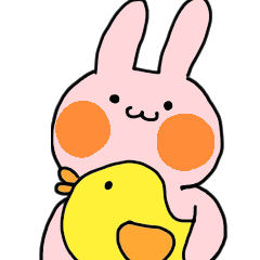 pink rabbit and yellow bird