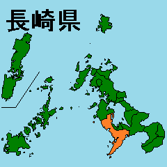 Moving sticker of Nagasaki map